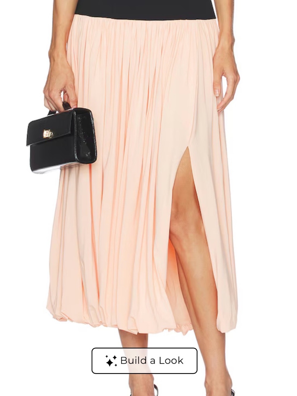 L'Academie Pleated Midi Skirt with Side Slit - Light Peach